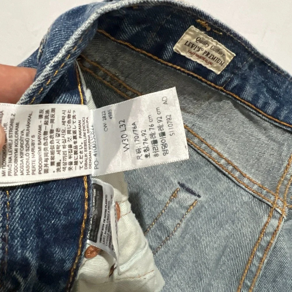 Mens Levis 501 XX 93' Blue Denim Button Fly Straight Leg Jeans 30x31 Big E